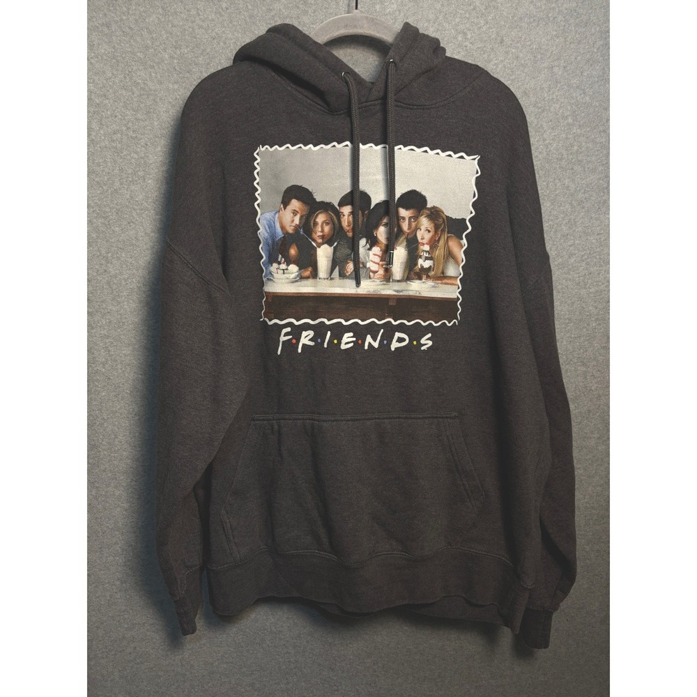 Friends TV Show Hoodie XL Gray Graphic Pullover Sweatshirt 90s Sitcom Fan